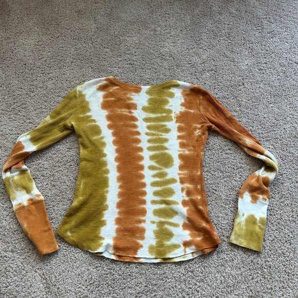 BDG Urban Outfitters Rhiannon Orange Yellow Tie-Dye Long-Sleeve Tee Size Small - Picture 7 of 11